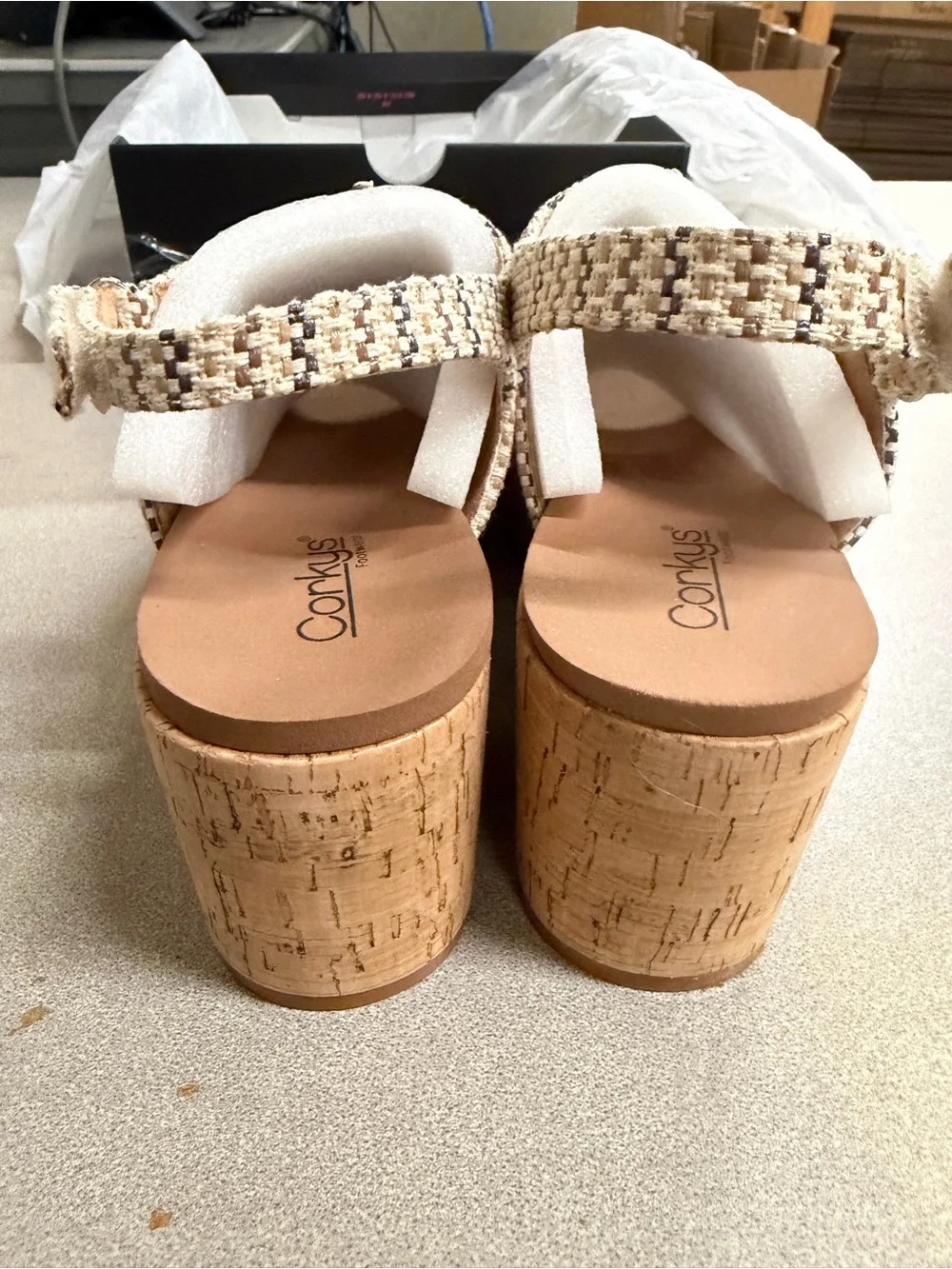 Corkys Beige Woven Cork Platform Slingback Sandal